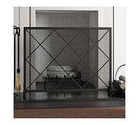 Fire Guard Écran de cheminée en maille de fer forgé fabriqué à la main à panneau unique de 39 x 30 pouces, pare-étincelles pour salon, décoration de chambre à coucher, noir (couleur : noir, taille :