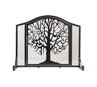 Fire Guard Pare-étincelles autoportant, pare-étincelles avec porte, pare-feu décoratif, pare-étincelles avec motif en forme d'arbre en métal, noir (Couleur : Noir, Taille : 96x19x76cm) Decoration