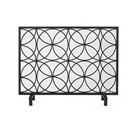 Fire Guard Porte de protection coupe-feu robuste en fer forgé, couverture en maille pour écran de cheminée en métal de 30,7 pouces, couverture de protection contre les étincelles pour clôture de