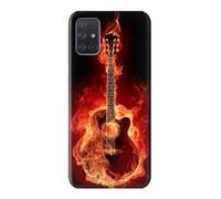 Fire Guitar Burn Etui Coque Housse pour Samsung Galaxy A71