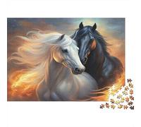 Fire Horse Duo 100% Recycled Cardboard Yin-Yang Horses 1000Pc Puzzle Adults Unique Classic Educational Games Brainteasing 52x38cm/1000pcs