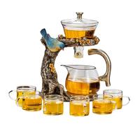Fire Kirin Théière en verre avec bol rotatif semi-automatique avec infuseur et théière Kungfu