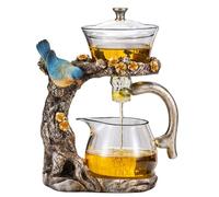 Fire Kirin Théière en verre avec bol rotatif semi-automatique avec infuseur et théière Kungfu (théière)
