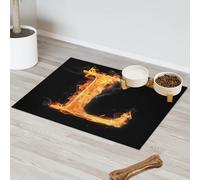 Fire L Tapis d'alimentation pour chat et chien Motif lettre L Tapis d'alimentation absorbant Nti-Slip Contain Spills Protège les sols Set de table 60,9 x 81,2 cm