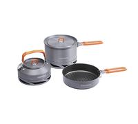 Fire-Maple Kit de Casserole Camping Batterie de Cuisine Compact Design Imbriqué Échangeur de Chaleur Marmite Aluminium,Bouilloire et Poêle Antiadhésive Idéale pour Pêche,Pique-Nique et Camping