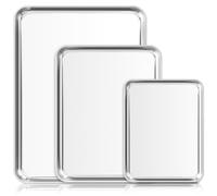 Fire More Lot de 3 Plaque à Pâtisserie Antiadhésive Rectangulaire Plaque Four Pour La Cuisson Et Le Rôtissage,Pouces non Toxique,Robuste et Facile à nettoyer