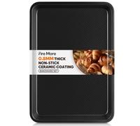 Fire More Plaque de Cuisson Four en Acier au Carbone, 32,6 x 22,8 x 2,5 cm Plaques à Pâtisserie avec Revêtement Antiadhésif, Lave-Vaisselle Compatible