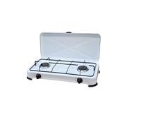 FIRE ONE Réchaud à gaz en Acier Inoxydable 2 Feux Portable Couvercle de Camping Jardin