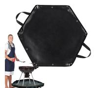 Fire Pit Fireproof Mat - Hexagonal Foldable Heat Resistant Ember Pad Ground Mat with Hanger Ear for BBQ Smoker Patio Deck Grass Outdoor Camping Campfire Cooking