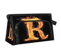 Fire R Letter Travel Makeup Bag pour femmes hommes enfants filles garçons modèle R sac multi-usages lavage sac articles de toilette cosmétiques articles de toilette sac de douche organisateur,