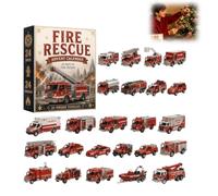 Fire Rescue Calendrier de l'Avent 24 jours 2026 Camion de pompier | Calendrier de Noël de 24 jours avec mini figurines de véhicules de sauvetage 2D - La surprise parfaite pour les fans de
