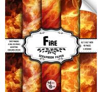 Fire Scrapbook Paper: Double Sided Sheets | Flame Designs for Journaling, Origami, Card Making, Wrapping, and Various DIY Craft Projects | 8.5" x 8.5" (21.59 x 21.59 cm)