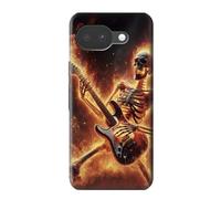 Fire Skeleton Playing Guitar Etui Coque Housse pour Google Pixel 10a