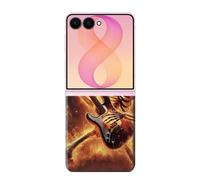 Fire Skeleton Playing Guitar Etui Coque Housse pour Samsung Galaxy Z Flip 8
