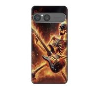 Fire Skeleton Playing Guitar Etui Coque Housse pour Sony Xperia 10 VII