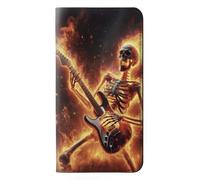 Fire Skeleton Playing Guitar Etui Flip Housse Cuir pour Google Pixel 10a