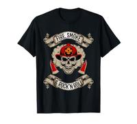 Fire Smoke and Rock and Roll Pompier T-Shirt