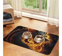 Fire Tapis de nourriture pour chien motif dragon chinois, 30,5 x 45,7 cm, antidérapant, super absorbant, passe au lave-vaisselle, pour la nourriture et l'eau, joli tapis d'alimentation en caoutchouc à