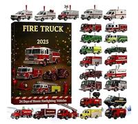 Fire Truck Advent - 24 Days Firefighting Vehicle Ornaments Countdown Calendar, Party Favors with 2D Acrylic Fire Truck Ornaments, Fun Interactive Design, Christmas Countdown Calendar, Use for Home