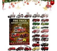 Fire Truck Advent Calendar 2025, 24 Days of Christmas Advent Calendar Boxes, Funny Christmas Firetruck Countdown with Classic & Modern Fire Engines (2Set)