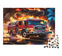 Fire Truck in Action 100% Recycled Cardboard Burning Fire Truck 1000Pc Jigsaw Adult Jigsaws Classic Educational Games 38x26cm/1000pcs