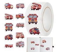 Fire Truck Sticker - Paper, 1in Fire Truck Sticker Roll Self-Adhesive Design | Durable Kids Reward Labels, Decorative Stickers Pack For Classrooms, Scrapbooks, Parties, Gift Bags, Kids’ Crafts