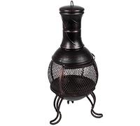 Fire Vida Cheminée en Acier pour Jardin, terrasse, Barbecue, Barbecue - Noir et Or Antique