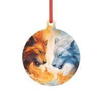 Fire Vs Ice Art Grand ornement en acrylique transparent avec sangle de suspension, décoration de vacances pour sapin de Noël, étiquette de décoration d'intérieur