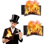 Fire Wallet Magic Trick, portefeuilles flammes en cuir PU pour spectacles de magie sur scène et rue, professionnel pour magiciens, adultes et artistes amateurs activés cool (2 pièces)