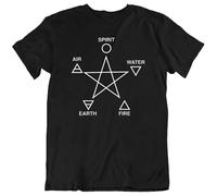 Fire Water Earth Air Spirit Symbols Tee Pagan Pentagram Vector T-Shirts New