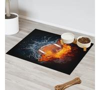 Fire Water Tapis d'alimentation pour chat et chien Motif football américain Tapis d'alimentation pour animaux de compagnie Tapis d'alimentation pour animaux de compagnie Tapis absorbant Nti-Slip