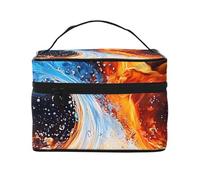 Fire Water Trousse de maquillage de voyage - Organiseur de toilette portable avec compartiments zippés pour pinceaux, bouteilles et soins de la peau