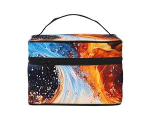 Fire Water Trousse de maquillage de voyage - Organiseur de toilette portable avec compartiments zippés pour pinceaux, bouteilles et soins de la peau
