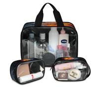 Fire Water Trousse de maquillage de voyage pour homme et femme Motif football américain 3 pièces Grande trousse de toilette, couleur, L, Trousse de maquillage