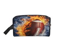 Fire Water Trousse de toilette de voyage de football américain Grande capacité Trousse de maquillage Portable Organiseur Pochette en tissu Oxford Sac de rangement étanche pour femme Homme Voyage Gym