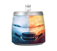 Fire Wolf Cendrier en forme de flocon de neige avec couvercle coupe-vent en acier inoxydable inodore et sans fumée pour la maison, le bureau, les cigarettes, la terrasse, l'extérieur, le balcon