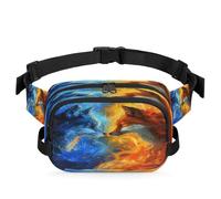 Fire Wolf Sac banane multifonction pour voyage, sport, course à pied, sac banane pour femmes, hommes, enfants, filles, garçons, couleur, XL, Organiseur de sac