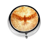 Firebird Pilulier portable avec ailes écartées, 3 compartiments, peut être mis dans un portefeuille, une poche, léger et pratique, mini boîte à pilules ronde