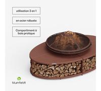 Firebowl Ebeko 3-en-1 | Fonction gril utilisable comme table | Grille + pare-étincelles