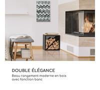 blumfeldt - Rangement pour Bois de Chauffage, Banc, pour l'intérieur et l'extérieur, Planche de Bambou, Carré - Noir