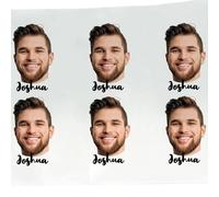 Firebox Lot de 6 tatouages personnalisables avec visage et nom - Éphémères avec motif au choix - Doux pour la peau et facile à appliquer - Faux tatouages personnalisés - Idée cadeau pour fête JGA, Fes