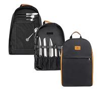 FIREDOG Sac à dos pour couteaux de chef, étui pour chefs et étudiants | Plus de 21 poches pour couteaux et ustensiles de cuisine (noir, style écharpe)