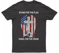 Firefighter America Stand for The Flag Kneel for The Cross, Fashion T-Shirt(Medium)