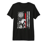 Firefighter American Flag Thin Red Line Cool Fireman Patriot T-Shirt Haut de Gamme