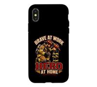 Firefighter Brave At Work Fireman Hero Home Dad Fête des pères Coque pour iPhone X/XS