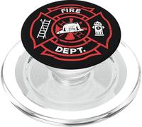 Firefighter Fire Department - Accessoire de téléphone Noir et Rouge PopSockets PopGrip pour MagSafe