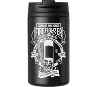 Firefighter Fire Extincisher Skull Graphic Brave Strong Coffee Cup Tasse à café de voyage pour boissons chaudes et froides Tasse isotherme à double paroi avec couvercle étanche Noir