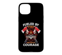 Firefighter Fueled by Fire Driven by Courage Fireman Coque pour iPhone 15 Plus