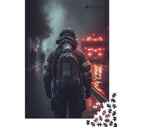 Firefighter Image Puzzle pour Adultes, 1000 Pièces, 38x26cm/1000pcs, Pièces Blanches Faciles À Trier; À Reprendre Facilement Le Lendemain