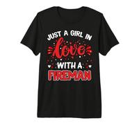 Firefighter Just A Girl in Love with A Fireman Firefighters T-Shirt Haut de Gamme